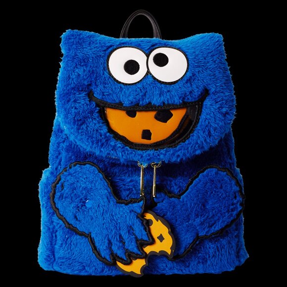 Loungefly Cookie Monster Plush Mini Backpack – Moveable Arms & Hidden Coin Bag! - Picture 1 of 9